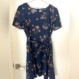 Modcloth vintage navy floral dress A-line size 16